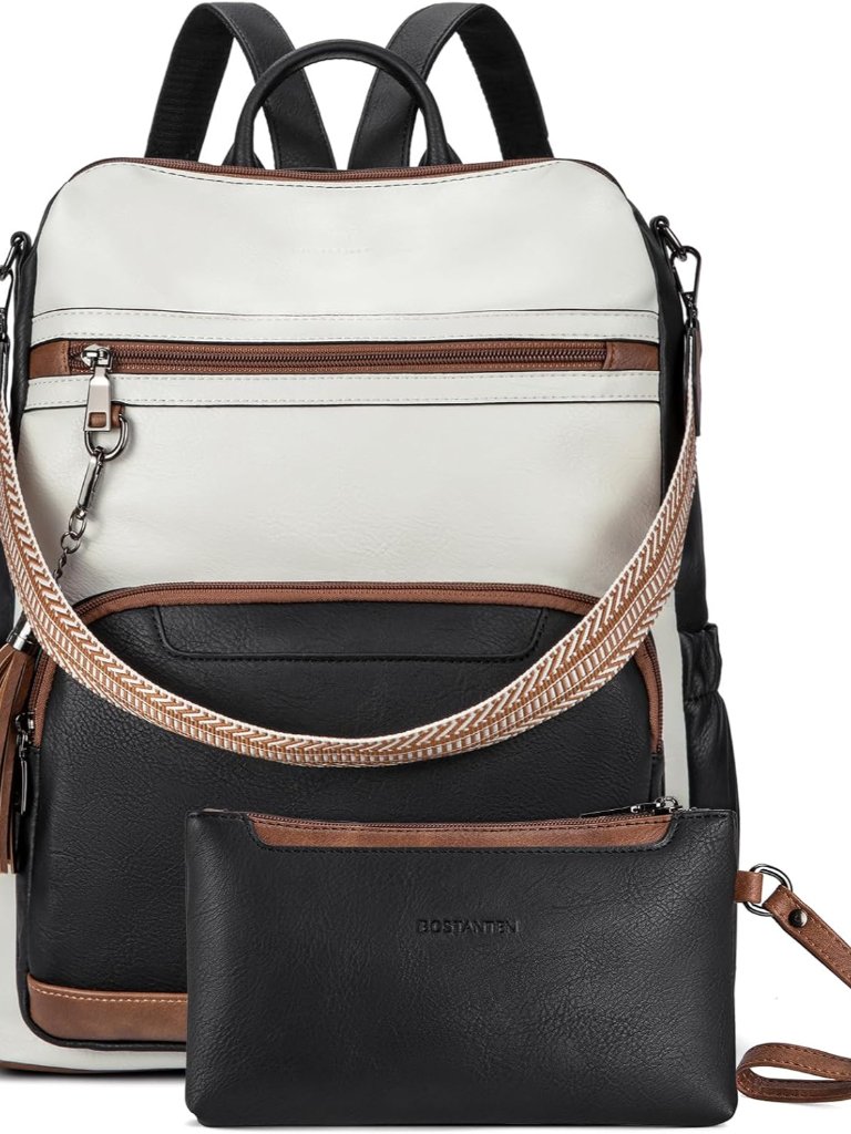 Leather Laptop Backpack For Women Designer Travel Backpack With Laptop Compartme